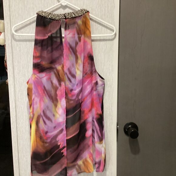 NWOT. Spectacular Night Sky Lined Crepe Blouse by Jennifer Lopez - Picture 4 of 7